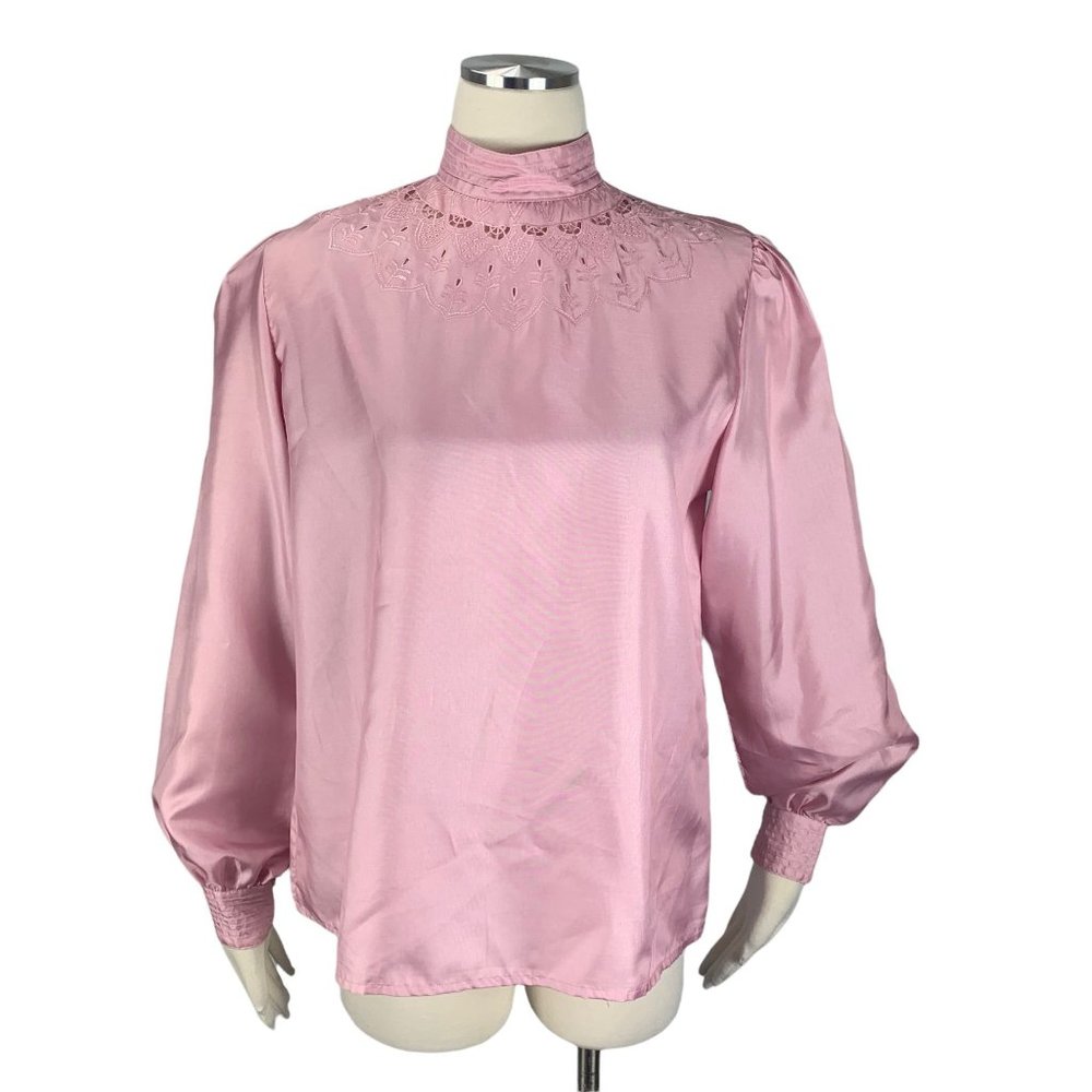 The Ascot Collection by Lady Arrow 14 Top Vintage 70s Cut Out High Neck Vtg Pink